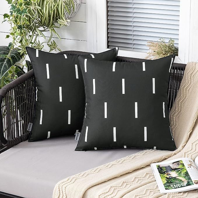 Amazon.com: MIULEE Set of 2 Decorative Outdoor Waterproof Throw Pillow Covers Geometric Square Pi... | Amazon (US)