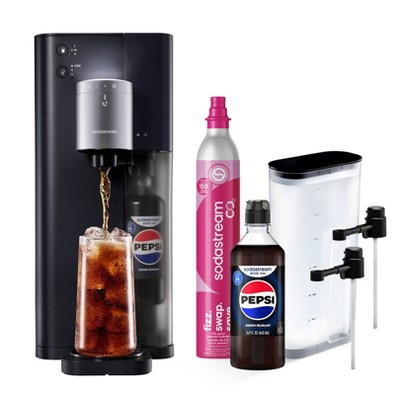 Sodastream 14.9 fl oz Fountain Sparkling Drink Maker with CQC CO2 and Water Tank Pepsi Zero Drink Mix Black/Silver | Target