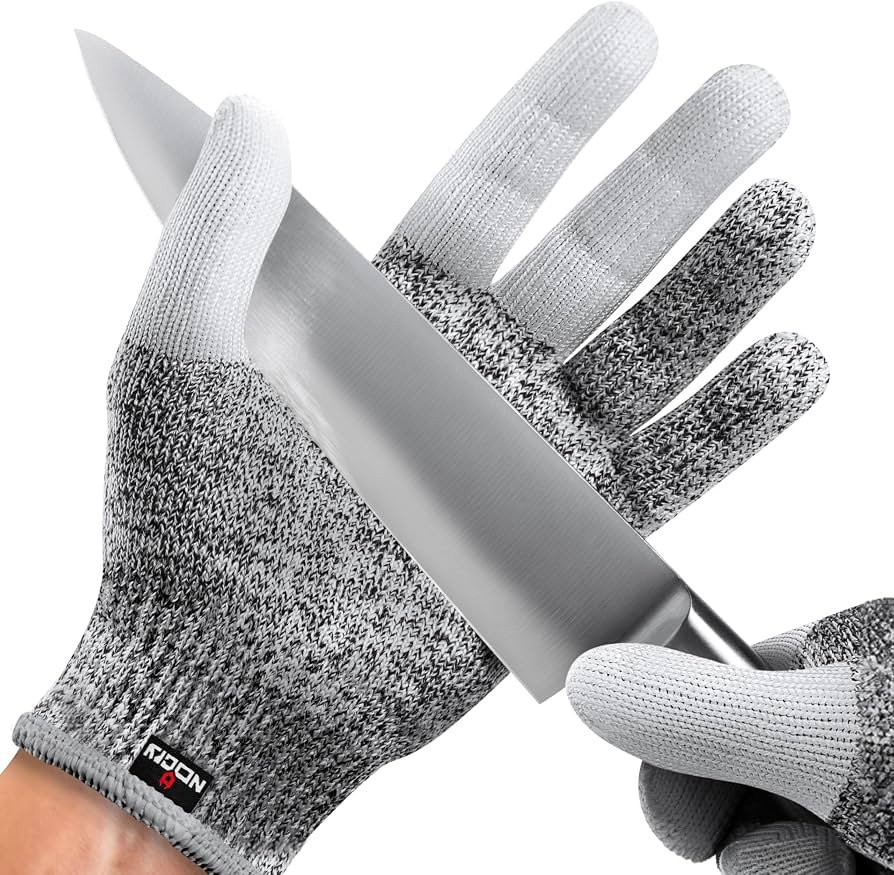 NoCry Cut Resistant Work Gloves for Women and Men, with Reinforced Fingers; Comfortable, 100% Food Grade Kitchen Cooking Gloves; Ambidextrous Safety Cutting Gloves; Level 5 Protection; Grey | Amazon (CA)