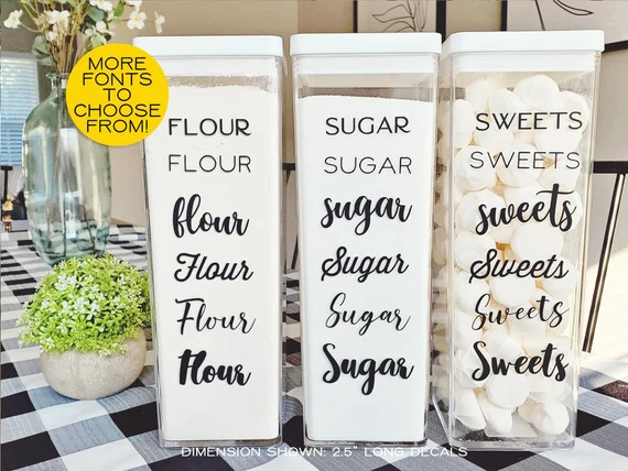 Canister Labels, Kitchen Labels, Baking Labels, Pantry Labels, Canister Decals, Container Labels,... | Etsy (US)