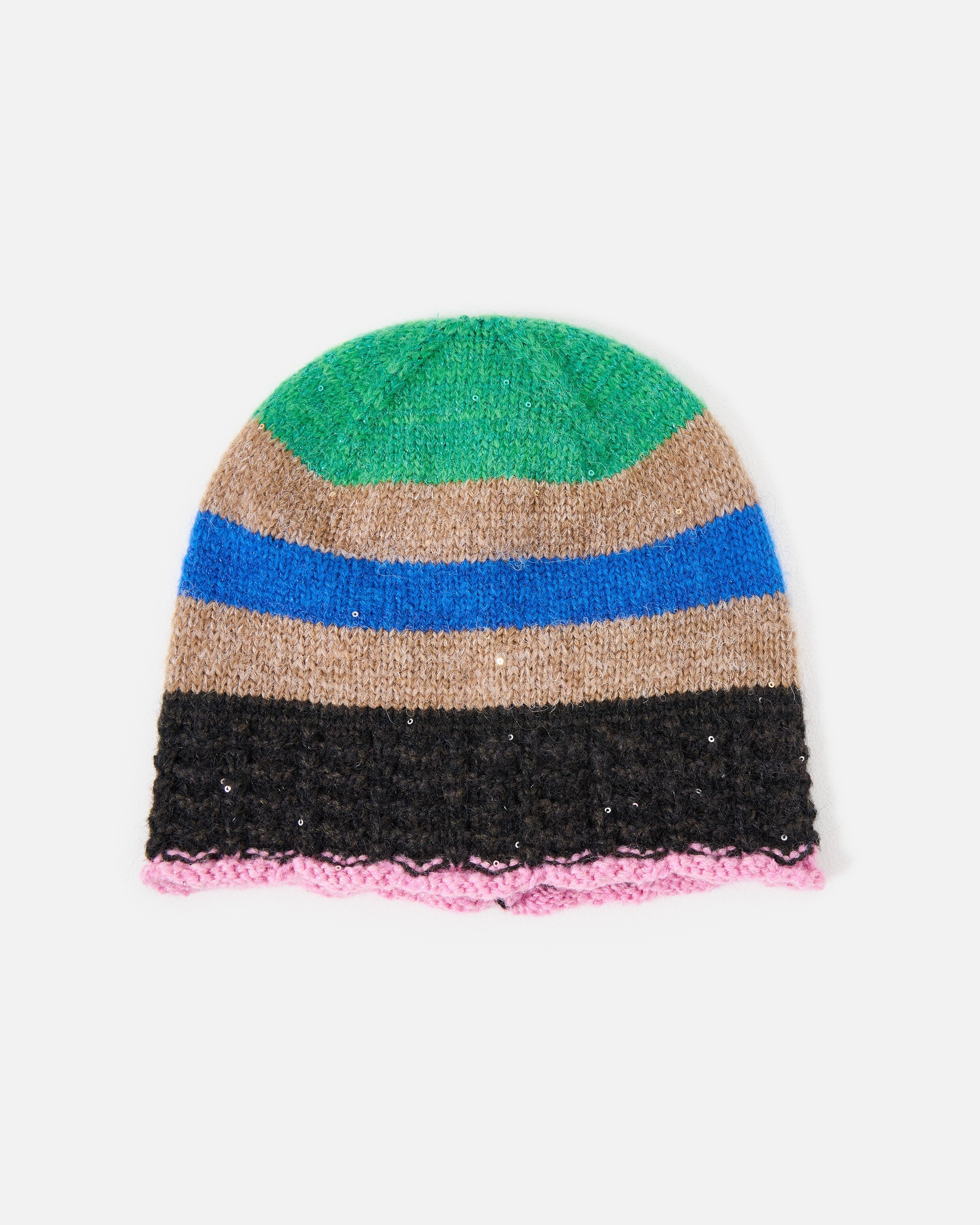 Striped Crochet Sequin Knitted Beanie Hat | Oliver Bonas | Oliver Bonas (Global)