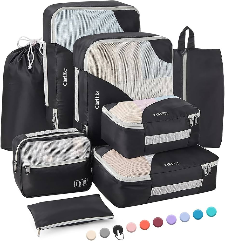 OlarHike 8 Set Packing Cubes for Travel, 4 Various Sizes(Extra Large,Large,Medium,Small), Luggage... | Amazon (US)