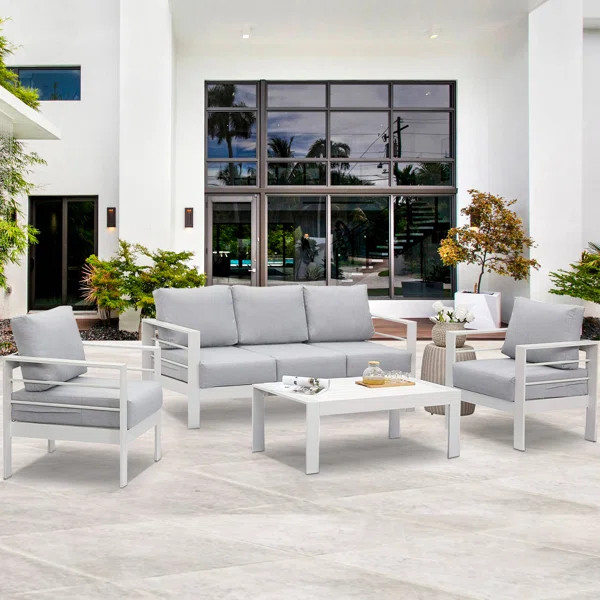 Brandtley 5-Person Metal Outdoor Seating Group With Cushions | Wayfair North America