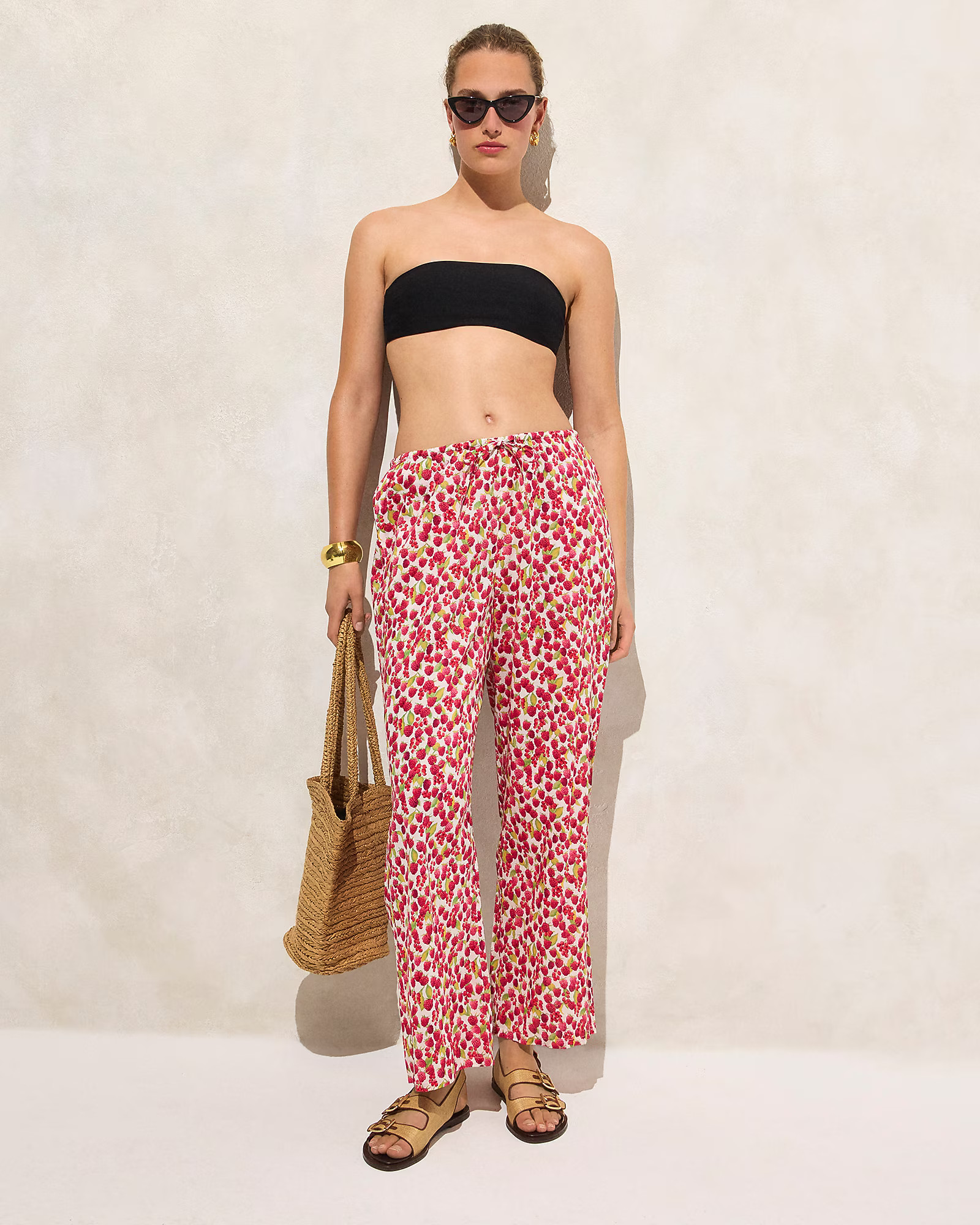 Cotton voile beach pant in raspberry print | J. Crew US