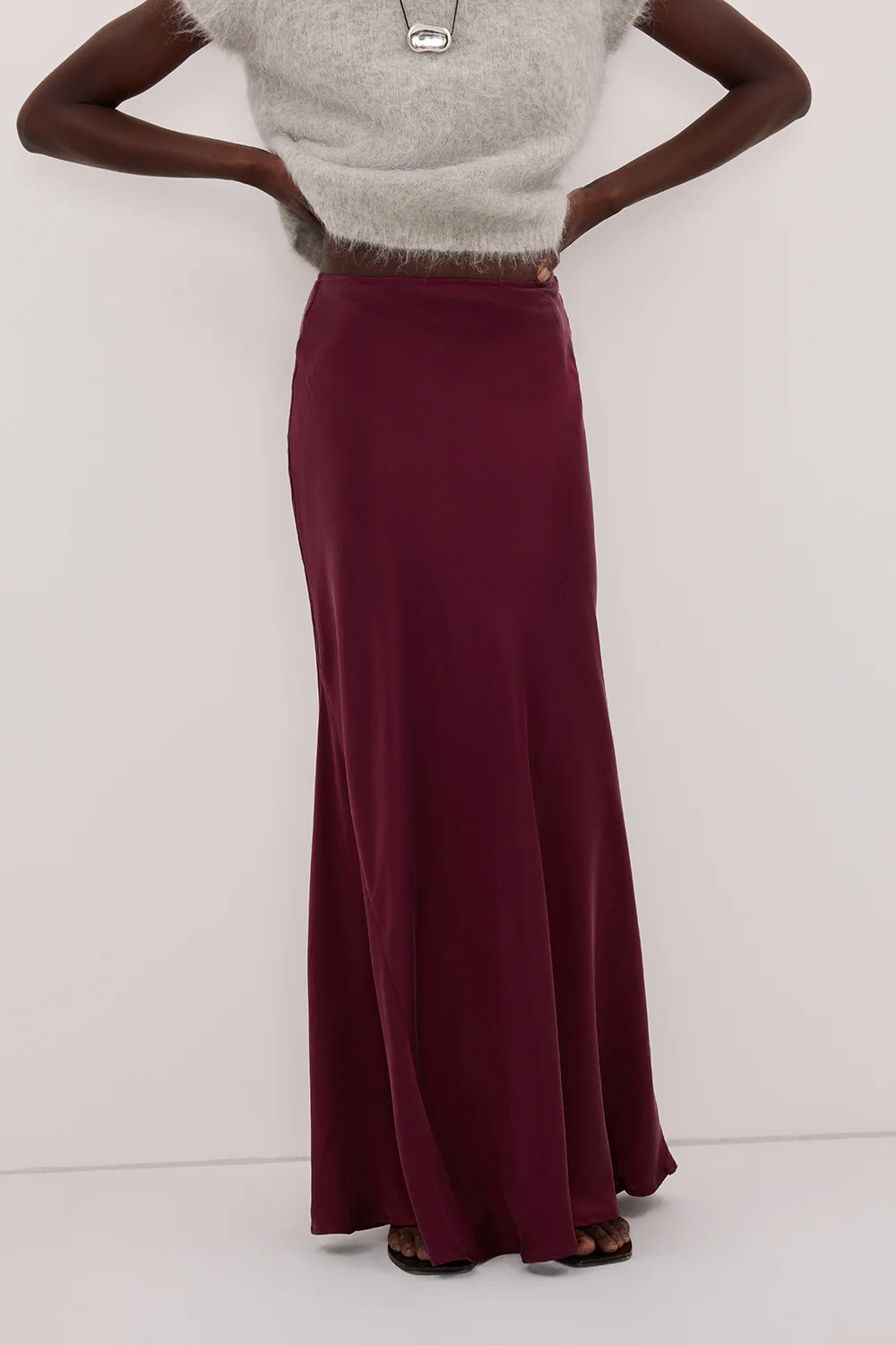 COLETTE MERLOT SILK MAXI SKIRT | DISSH