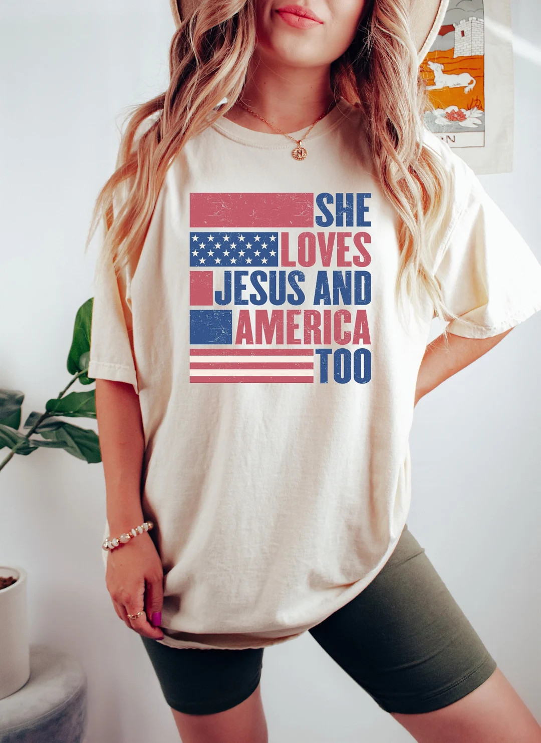 She Loves Jesus And America Too, Jesus Lover America Shirt, Happy 4th of July Shirt, Christian 4t... | Etsy (US)