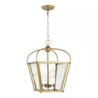 Sea Gull Lighting(Brand Rating: 4.4/5)Charleston 13.875 in. Small 4-Light Satin Brass Pendant wit... | The Home Depot