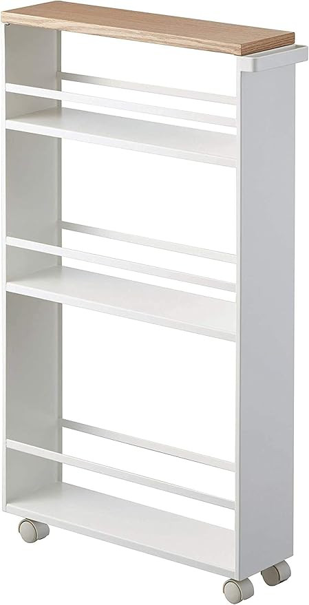 YAMAZAKI home Tower Rolling Slim Storage Cart With Handle White | Amazon (US)