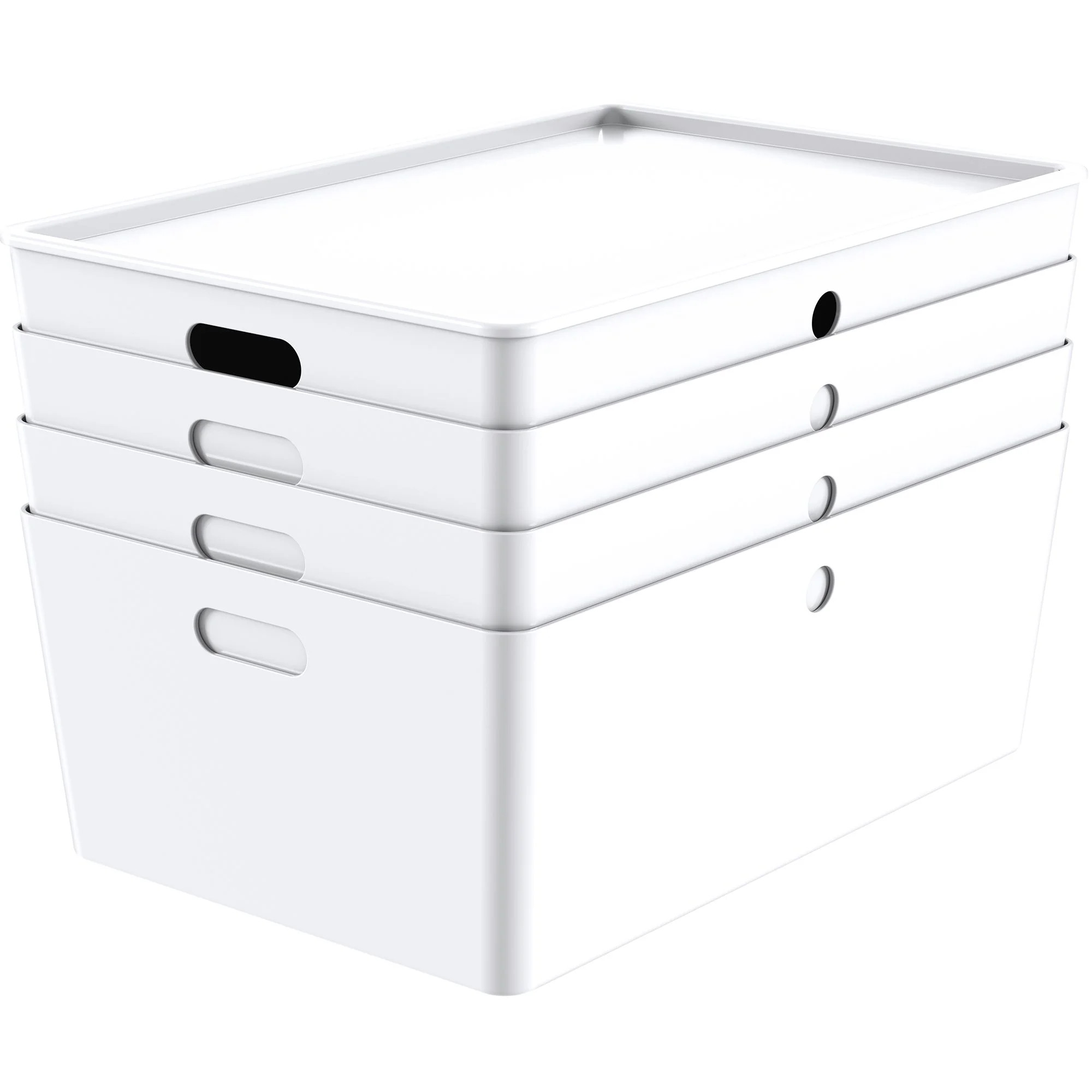 Mainstays XLarge Lidded Storage White Set of 4 | Walmart (US)