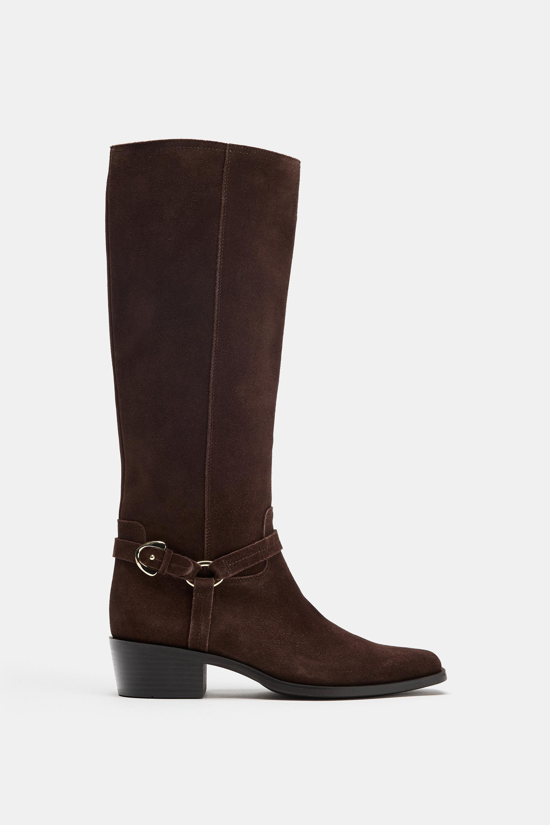 SPLIT SUEDE KNEE-HIGH BOOTS | Zara UK