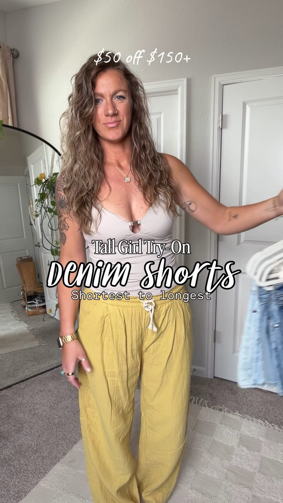 $50 off $150+ in app only! Code: WKNDREADY

5’11 size, 34” inseam
✨large beige top, medium tall yellow pants
✨medium white top
✨30 standard fit mom shorts
✨30 standard fit linen blend 
✨30 curve love a-line
✨30 standard dad shorts
✨30 curve love loose shorts

#LTKTall #LTKOver40 #LTKSaleAlert