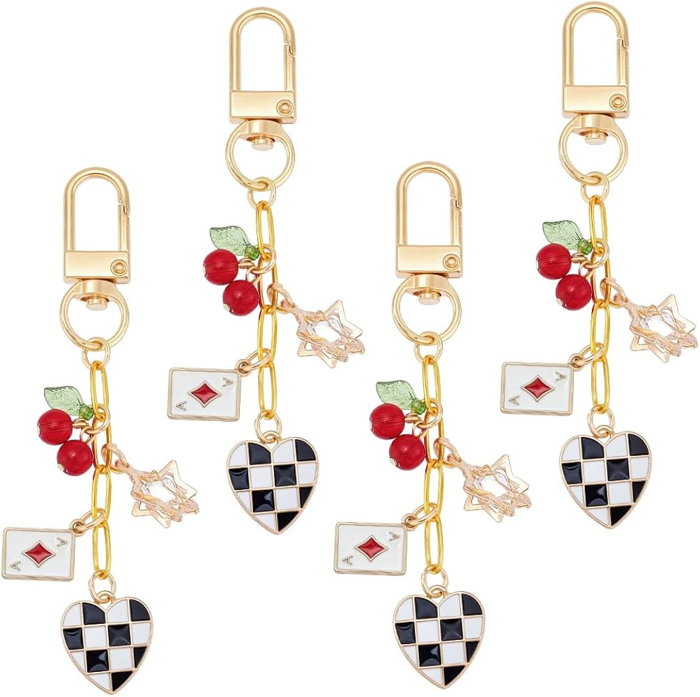 NBEADS 4 Pcs Checkered Aesthetic Keychain Purse Charms, Playing Card Keychain Charms with Alloy L... | Amazon (US)