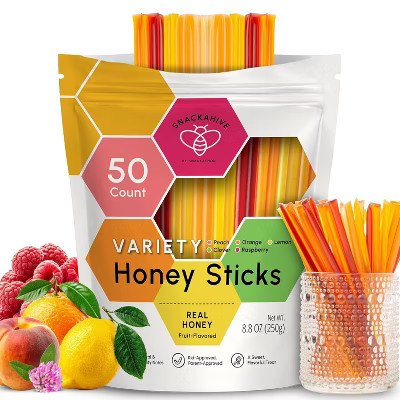 Snackathon Honey Sticks Variety Pack, Fruit-Flavored Honey Straws Multicolor 50 Count | Target
