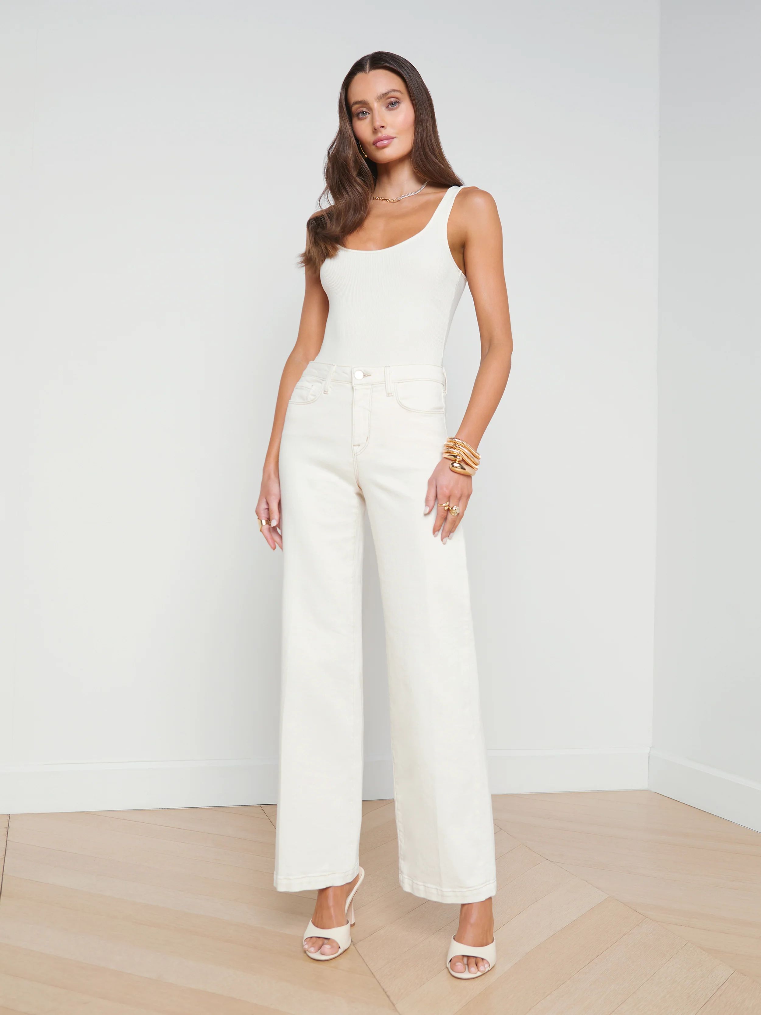 L'AGENCE - Scottie High-Rise Wide-Leg Jean in Macademia | L'Agence