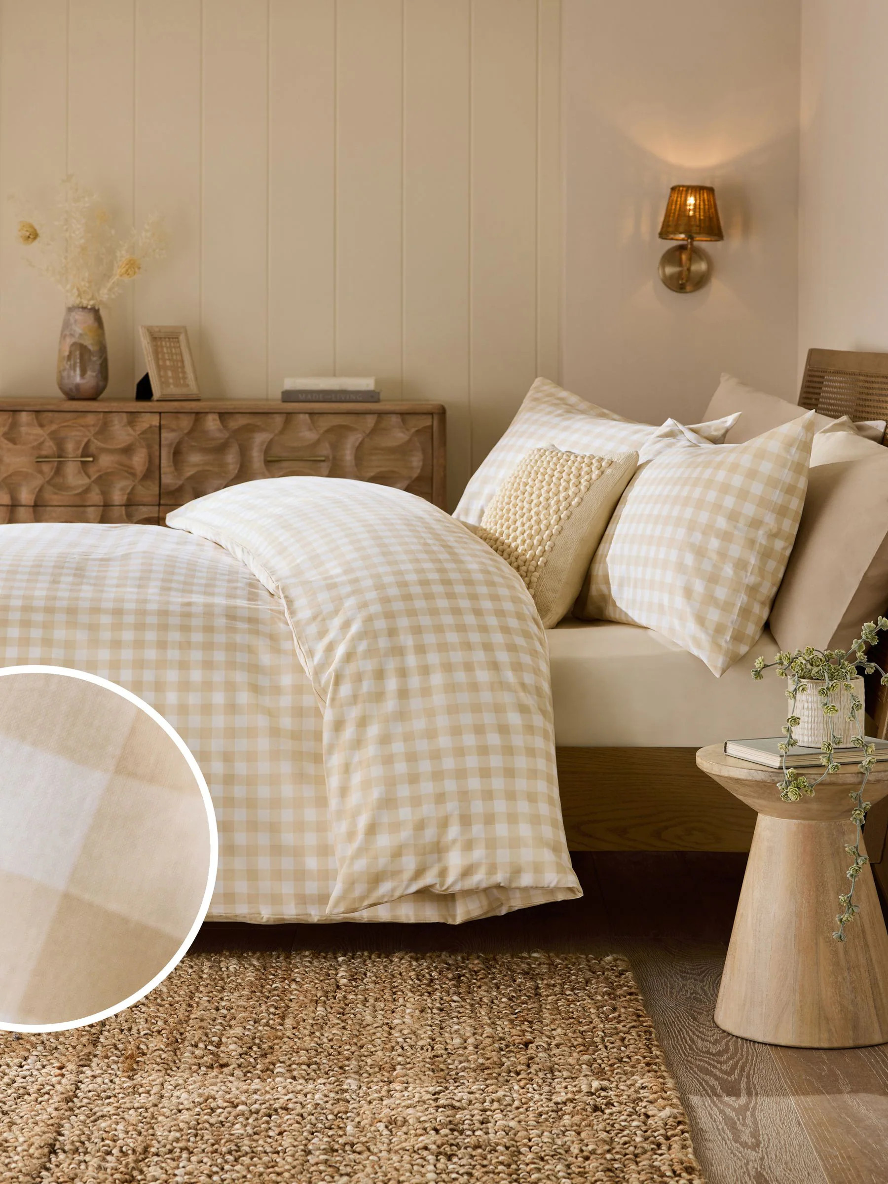 Next Natural Gingham Duvet Cover and Pillowcase Set Single | Next AU