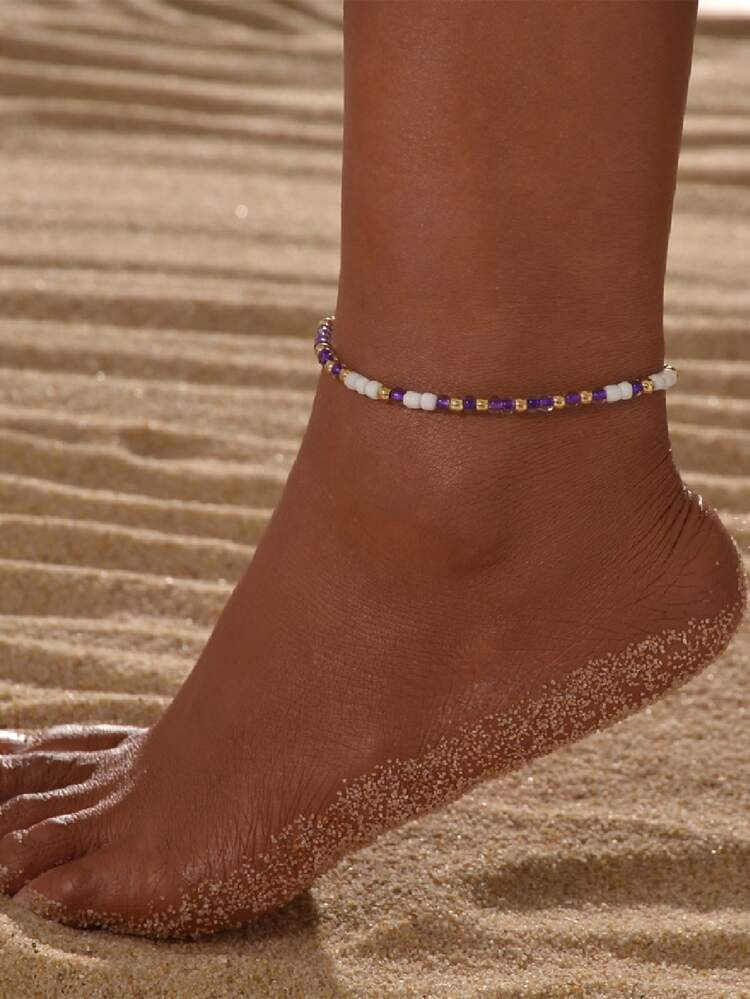 1pc Boho Colorful Beaded Anklet For Women For Daily Decoration | SHEIN