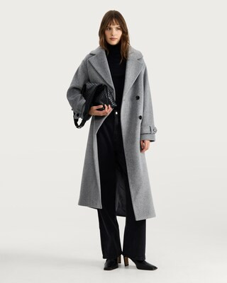 F&F Double Breasted Long Coat in Grey | Tesco F&F