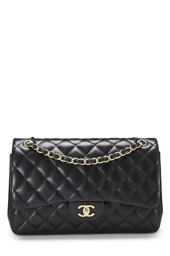Chanel, Pre-Loved Black Quilted Lambskin New Classic Double Flap Jumbo, Black | Amazon (US)