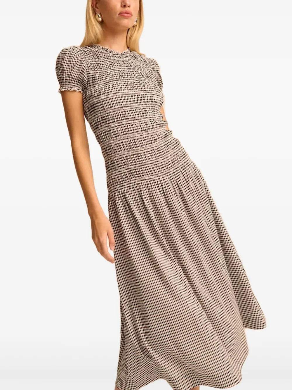 Reformation gingham smocked dress - Neutrals | Farfetch Global