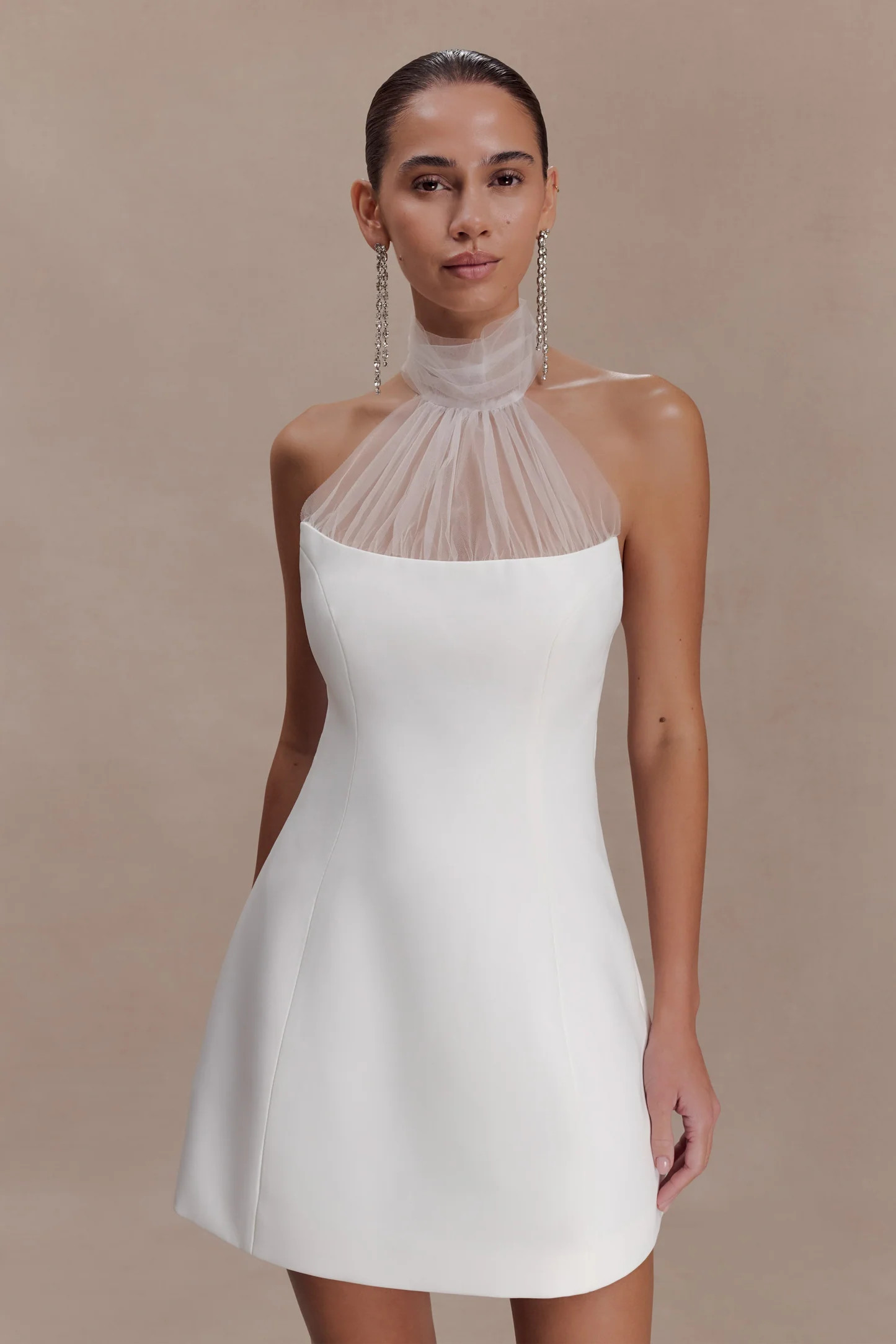 Riley Halter Suiting Mini Dress - Ivory | Meshki UK