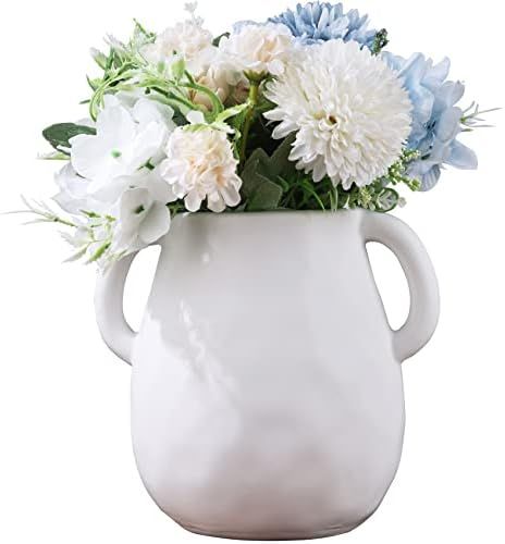 6" H Ceramic Handmade Plain Color Vase with Double Handle Glazed Smooth Surface,Ceramic Palnter f... | Amazon (US)