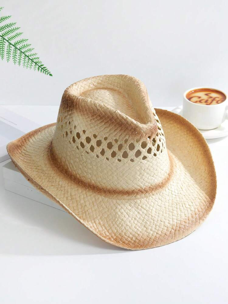 New
     
      1pc Women Hollow Out Cowboy Straw Hat For Beach | SHEIN