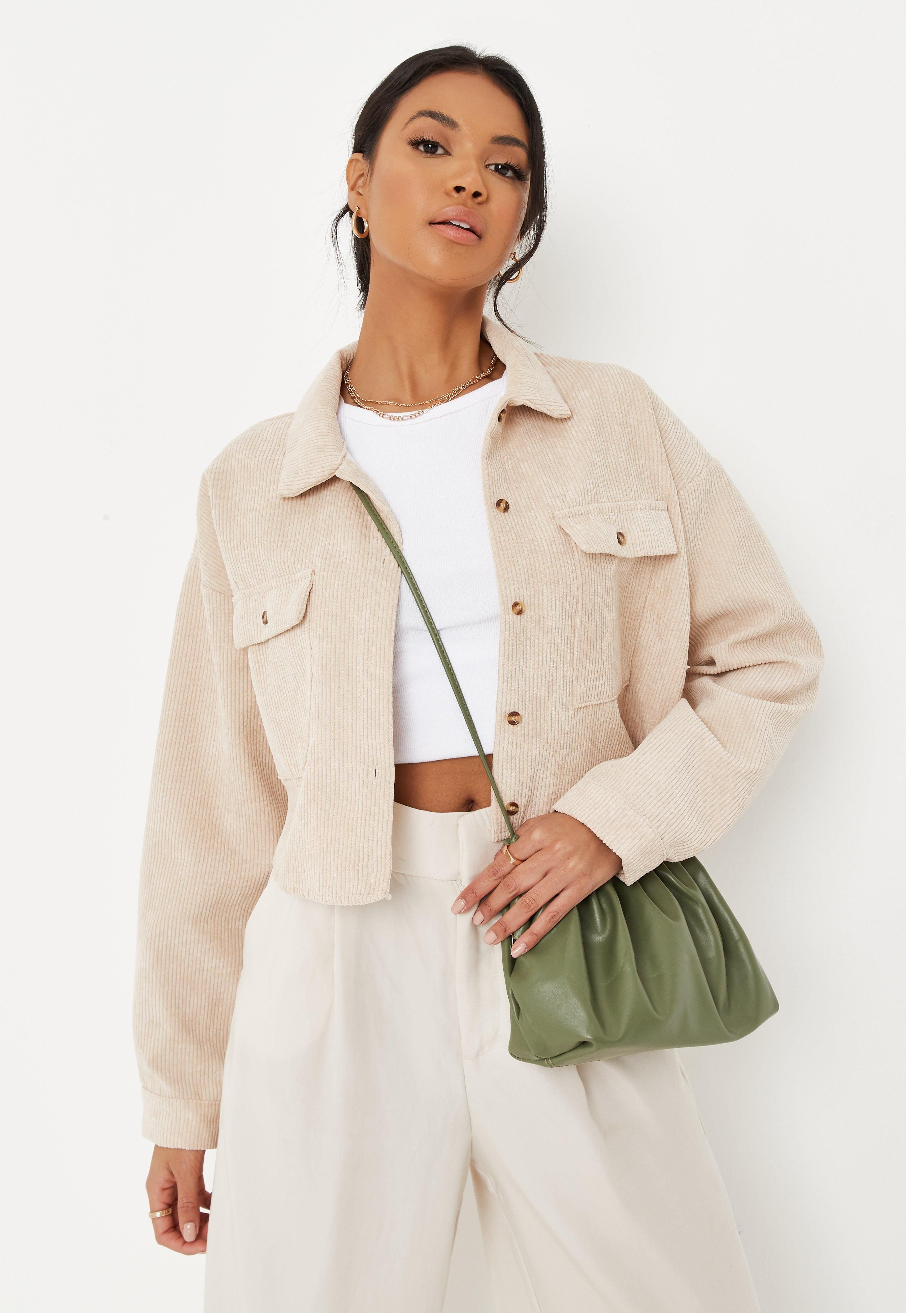 Nude Cord Cropped Shirt | Missguided (US & CA)