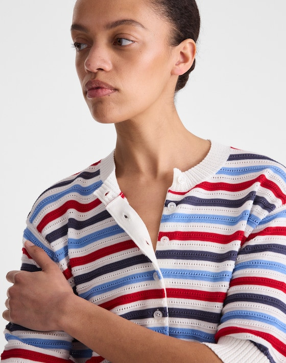 Textured Short-Sleeve Cardigan in 100% Cotton | Madewell