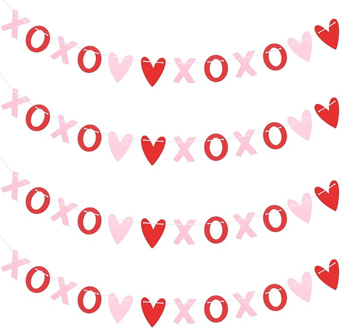 Valentines Day Decor Felt Heart Garland, Romantic XOXO Banner Hugs& Kisses Valentine Decorations ... | Amazon (US)
