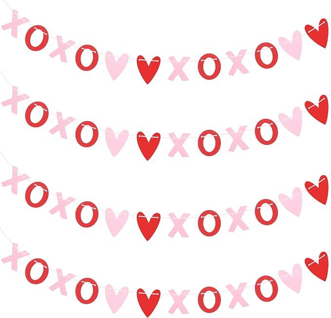 Valentines Day Decor Felt Heart Garland, Romantic XOXO Banner Hugs& Kisses Valentine Decorations ... | Amazon (US)
