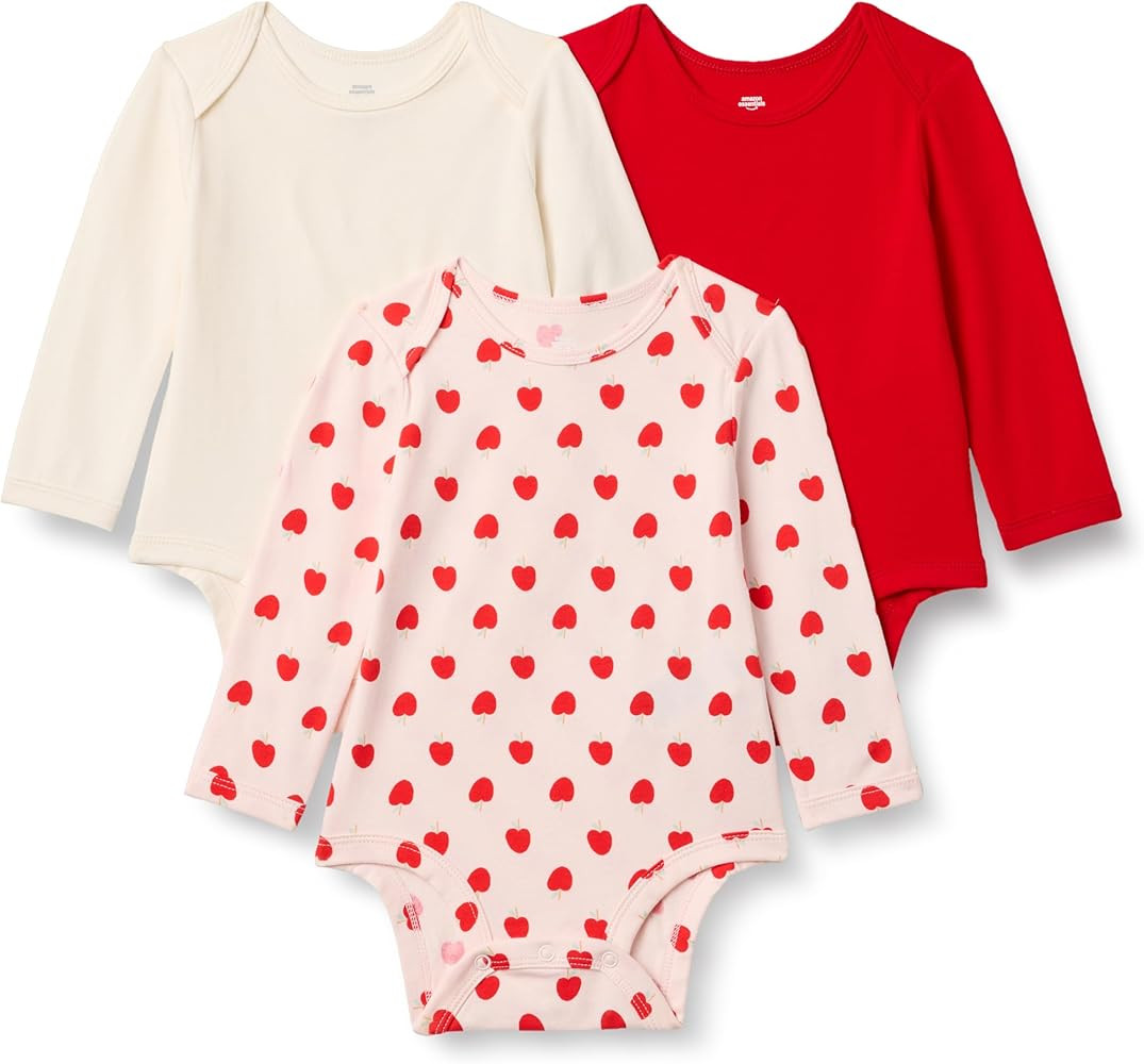 Amazon Essentials x Sofia Grainge Unisex Babies' Long Sleeve Crew Neck Bodysuit, Pack of 3 | Amazon (US)