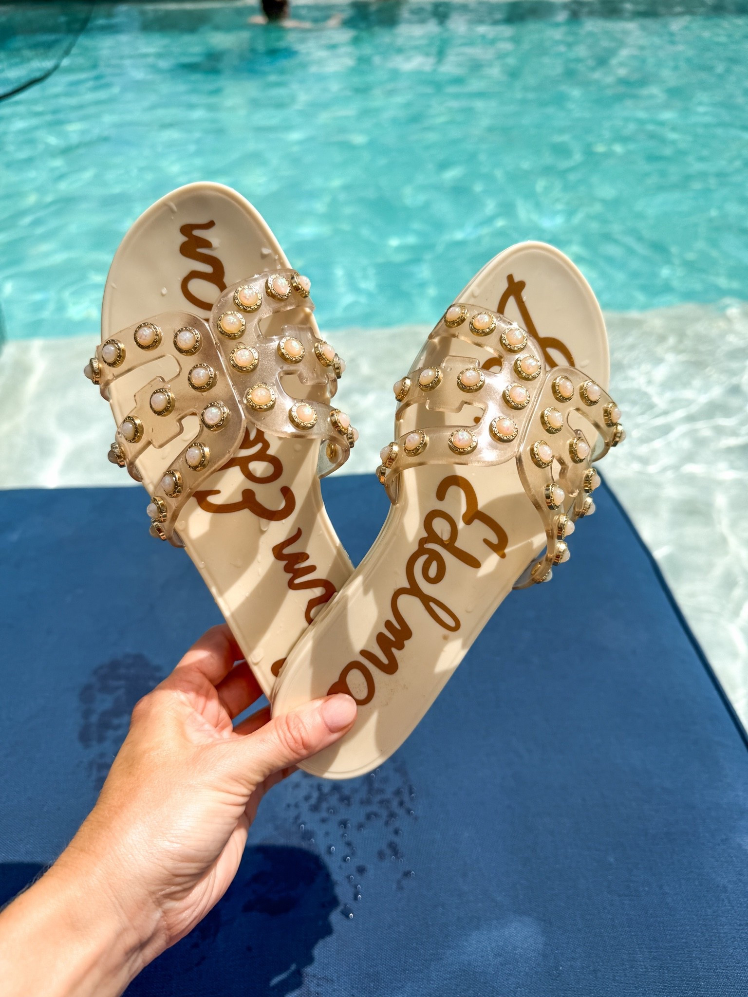 The perfect staple sandal to wear this summer! Jelly material, pearl detailing. Wear to the pool, casually or with dresses. The only shoe you need to take on vacation! Under $100

#LTKgrwm #LTKootd