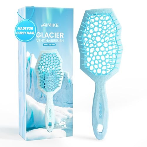 AIMIKE Glacier Detangling Brush, Pain-Free Detangler Brush for Curly Hair Wet & Dry Use, Glide Through Tangles with Ease, Vented Hairbrush for Women's 2c to 4c Curls, Blue | Amazon (US)