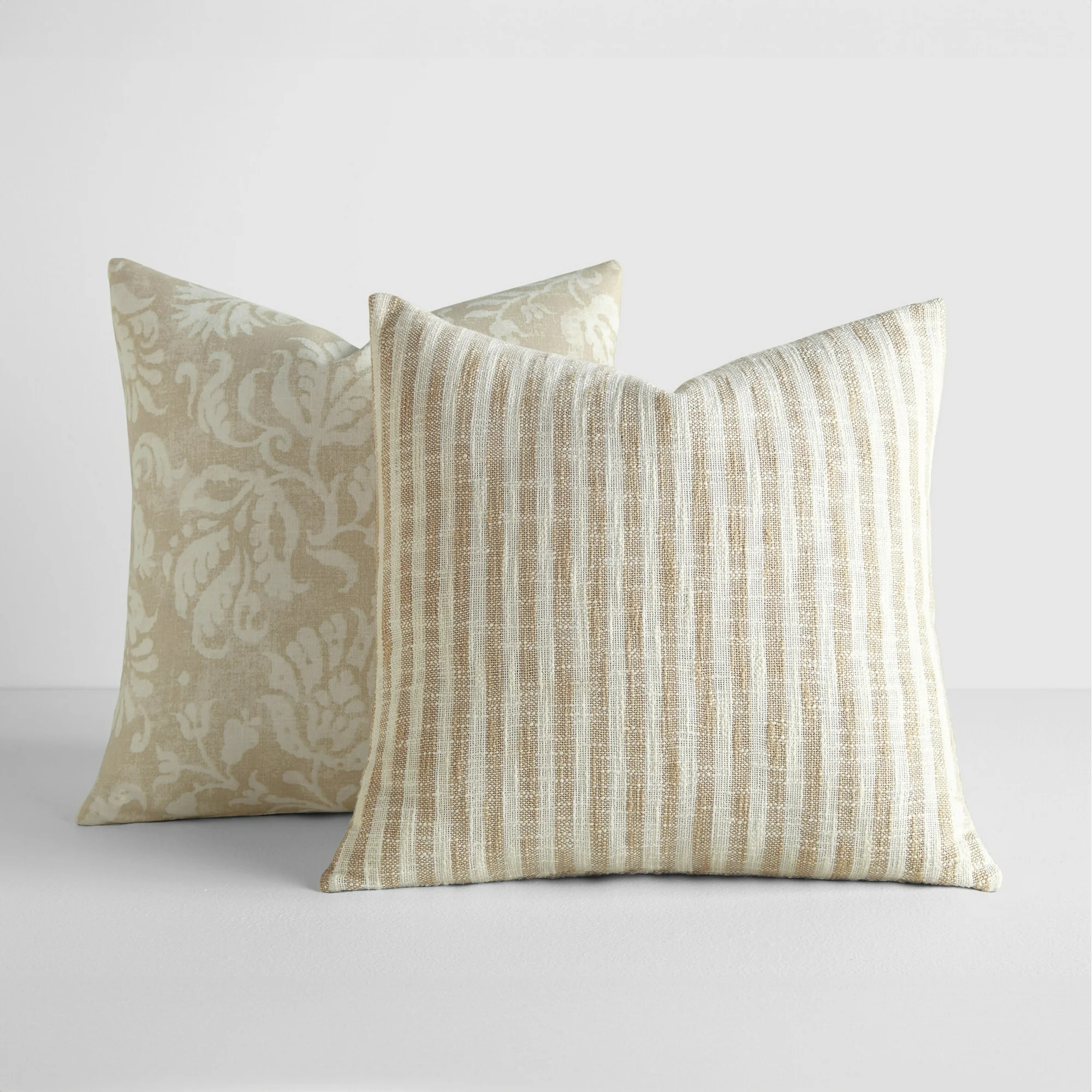 2-Pack Decor Throw Pillows in Yarn-Dyed Bengal Stripe / Distressed Floral Patterns by Comfort Can... | Walmart (US)