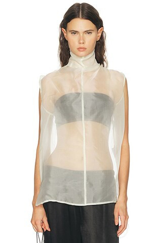 AEXAE x REVOLVE Silk Organza Roll Neck Top in Ivory - Ivory. Size L (also in M, S). | FWRD 