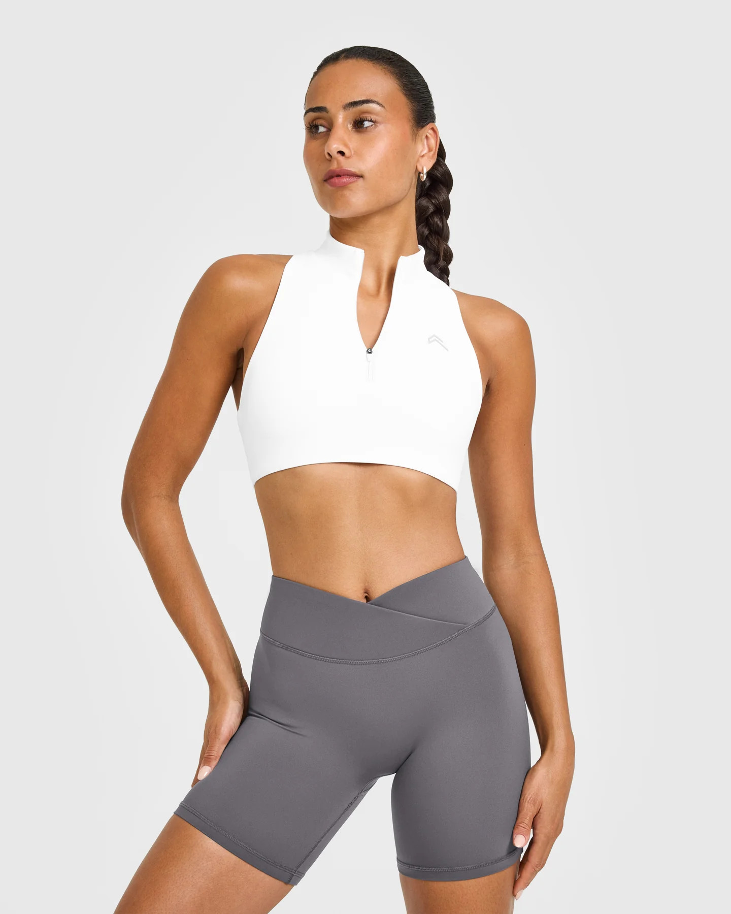 EasyLift™ Zip High Neck Sports Bra 
 White | Oner Active (UK / US)