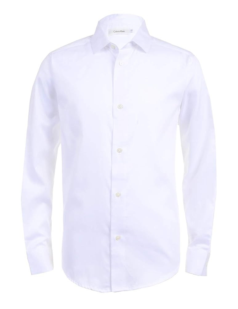 Calvin Klein Boys' Long Sleeve Sateen Dress Shirt, Button-Down Style with Cuffs & Shirttail Hem | Amazon (US)