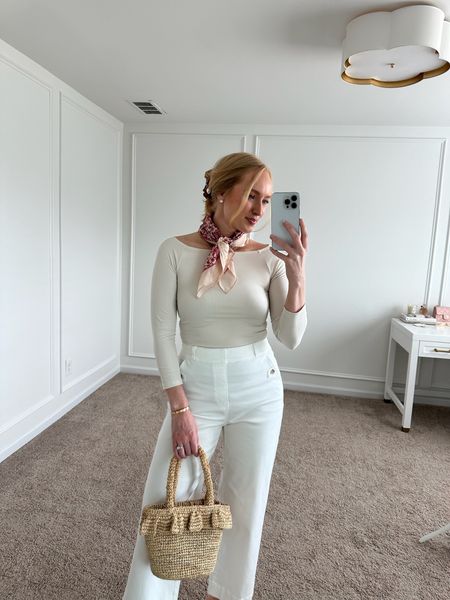 Such a pretty spring outfit option! Would be perfect for vacation or an upscale brunch with friends! I’m wearing size small in the bodysuit and size medium in the pants. Use my code AMANDAJOHNxSPANX for 10% off! 
Vacation outfits // workwear // brunch outfits // day date outfits // white pants // bodysuits// monochromatic outfits // Spanx fashion 

#LTKworkwear #LTKstyletip #LTKSeasonal