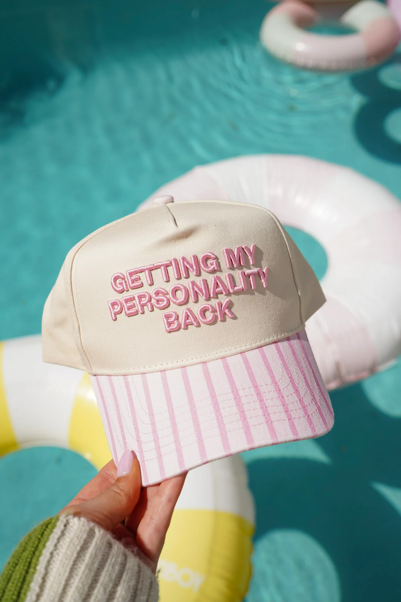 Getting my Personality Back - Pink Stripe Trucker Hat | KenzKustomz