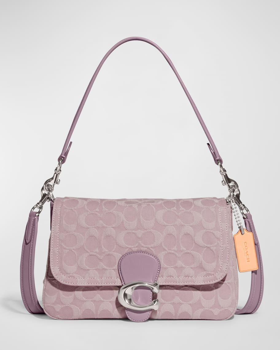 Tabby Monogram Washed Denim Shoulder Bag | Neiman Marcus