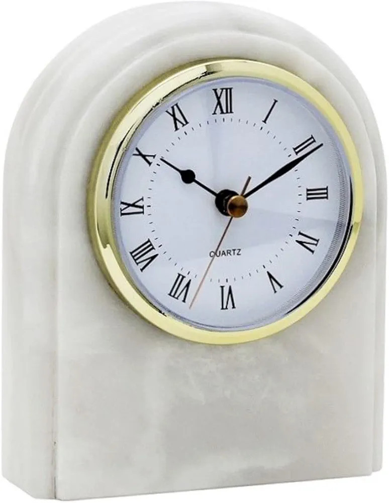 Decorative White Marble Clock, Stone Desk or Shelf Clock - 6 Inch | Amazon (US)