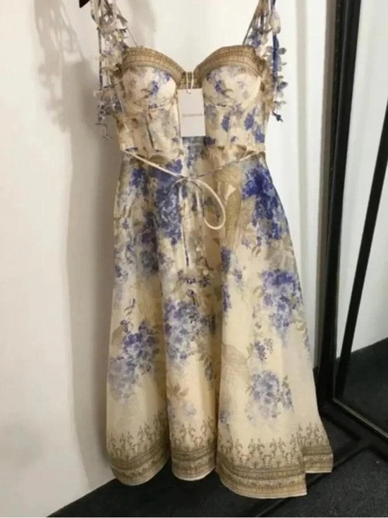 Zimmermann Cream and Blue Floral Maxi Dress | Poshmark