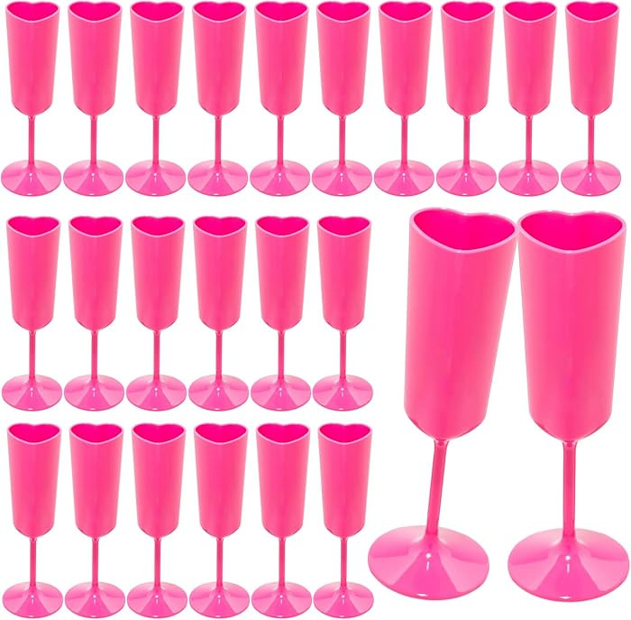 Valentines Day Heart Shaped Wine Glass 6 OZ Elegant Plastic Reusable Wedding Champagne Flutes Gal... | Amazon (US)