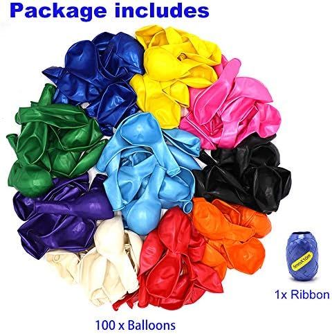 Premium 100 Balloons, Latex Party Helium Colored Balloons, 10 Assorted Colors 12 Inch Rainbow Col... | Amazon (US)