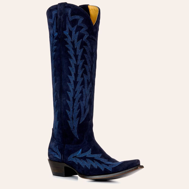JRC & Sons Ladies’ Indigo Nancy Suede Leather Tall Snip Toe Cowboy Boots | Cavender's