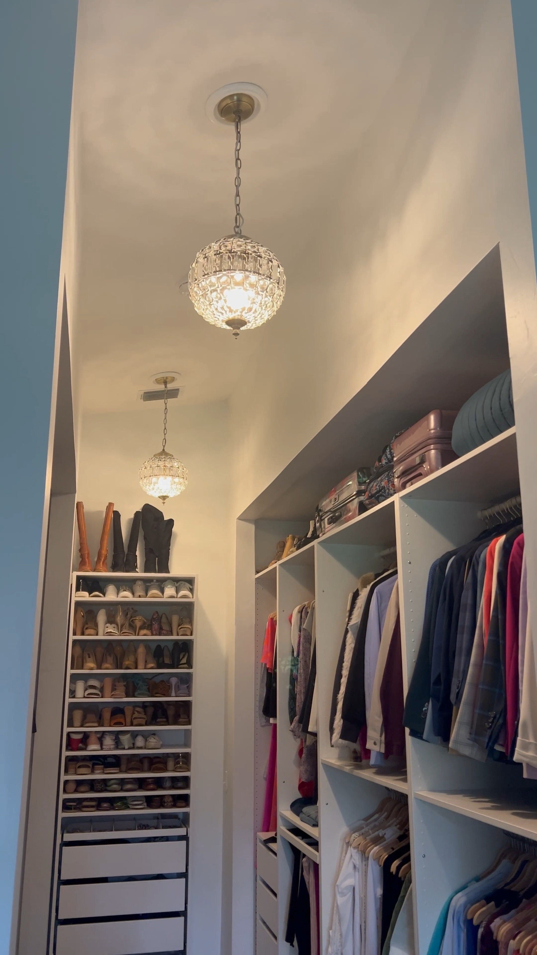 Affordable crystal globe chandeliers from Amazon!! — We installed these chandeliers in our new walk-in closet, but I’ve seen them used over kitchen islands, in entryways, hallways, etc.. They’re so beautiful, and the perfect touch to elevate our open concept walk-in closet—for a fraction of the price of similar designer lighting!! 

#LTKsalealert #LTKFind #LTKhome