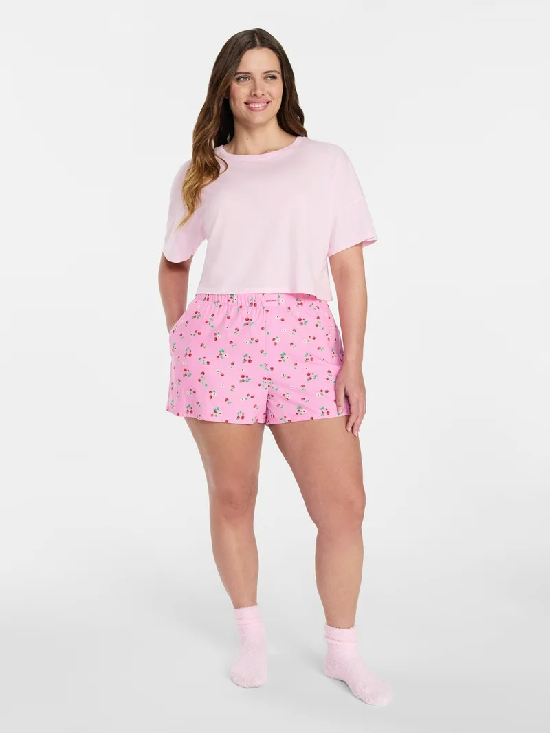 Joyspun Women's Woven Pajama Boxer Shorts, 3'' Inseam, Sizes XS-3X | Walmart (US)