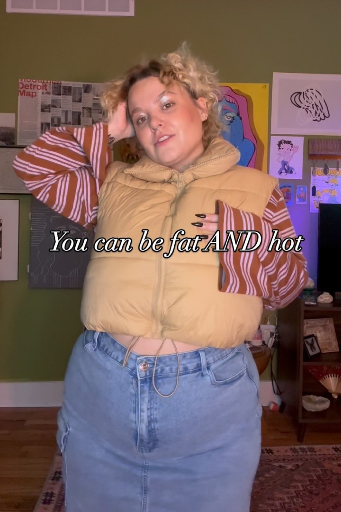 Chubby, fat, plus-size, curvy? ALL CAN BE HOT!

Unlearning society’s toxic beauty standards hasn’t been easy, but it’s been worth it. For so long, I thought hotness was reserved for smaller bodies. I felt like I had to shrink myself just to be seen, valued, or loved. But let me tell you—hotness is NOT size exclusive.

I’ve been on a journey of self-love and healing, learning to embrace the beauty of my body as it is, right now. It’s a process, but every time I choose myself over outdated standards, I feel a little freer. Every body deserves to feel confident, sexy, and celebrated—yes, even yours!

#PlusSizeFashion #BodyPositivity #SelfLoveHealing #CurvyAndConfident #HotAtAnySize #BodyDiversityMatters #UnlearningToxicBeautyStandardd