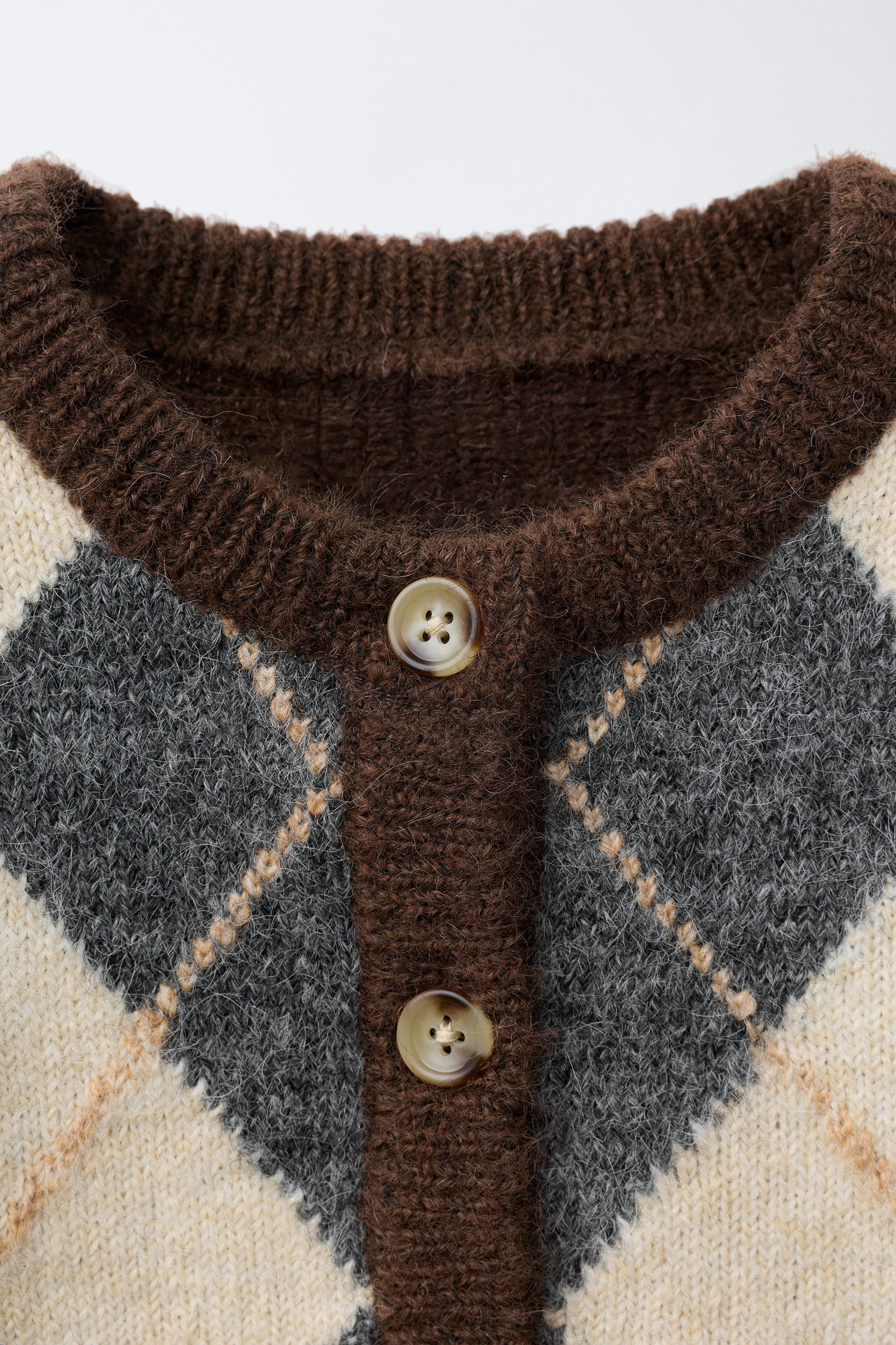 ARGYLE KNIT CARDIGAN | Zara US