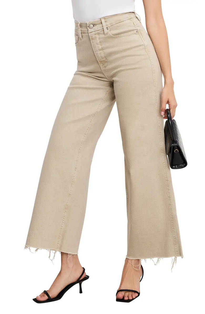 Good American Good Skate Raw Hem Ankle Wide Leg Jeans | Nordstromrack | Nordstrom Rack